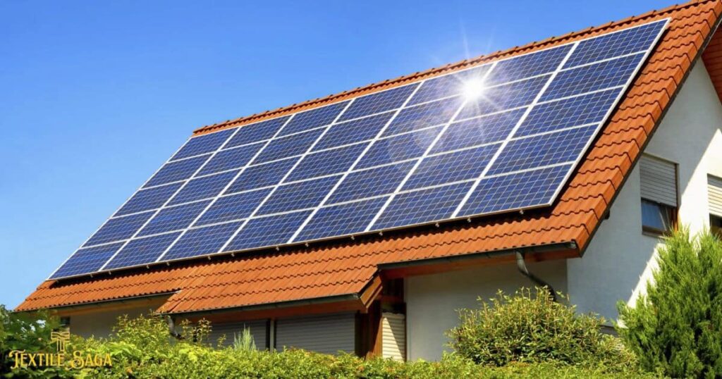 A house using xcv panels to produce solar energy.